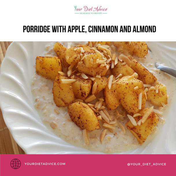 Porridge with apple, cinnamon and almond