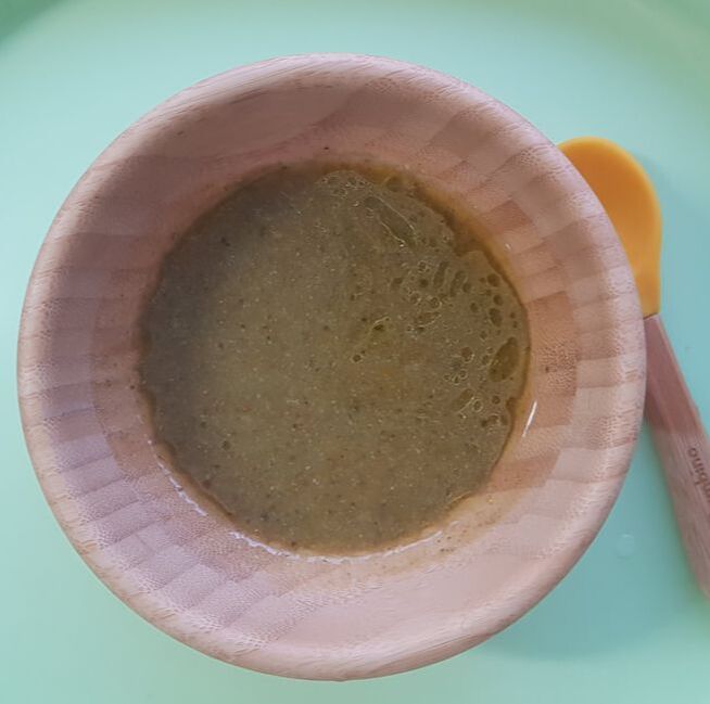 broccoli and carrot soup (based on 1 potato), with olive oil 