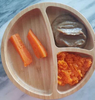 Lunch: Mashed Roasted Eggplant with Carrot and Tahini