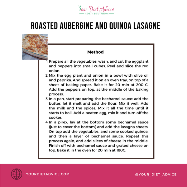 Roasted aubergine and quinoa lasagne - Method
