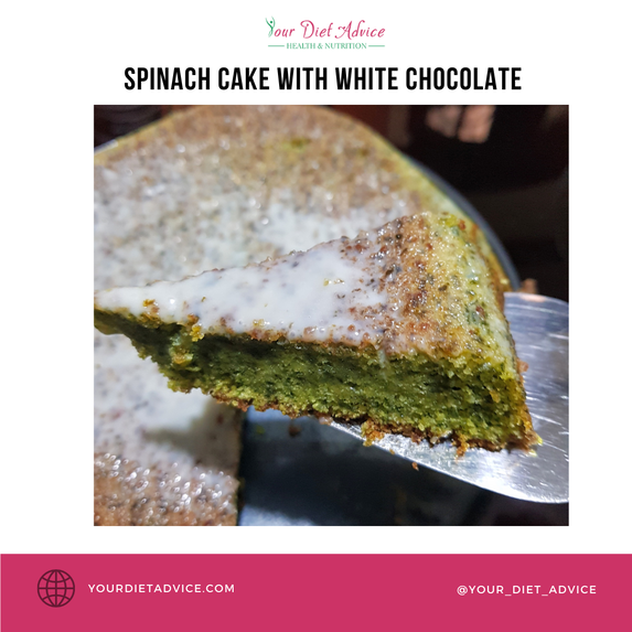 Spinach cake with white chocolate