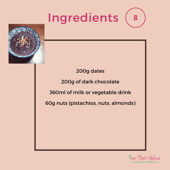 Date and chocolate mousse ingredients - vegan friendly.